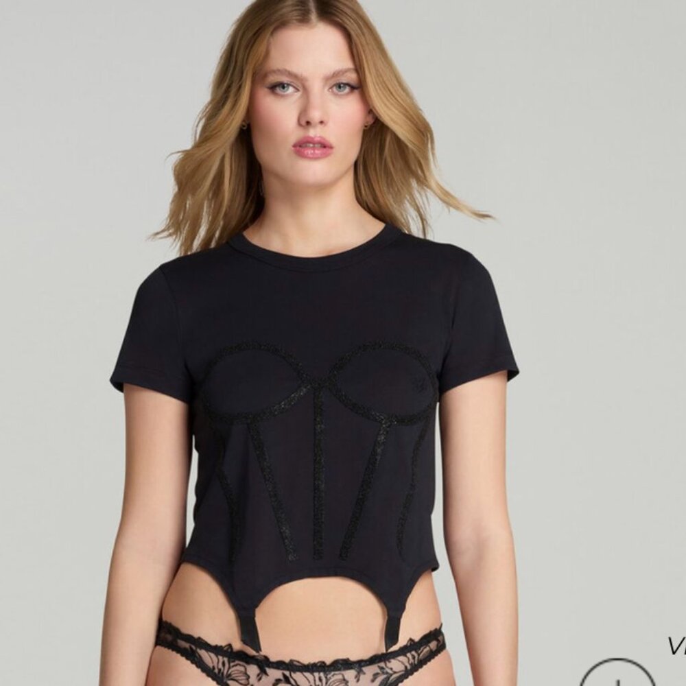 Agent Provocateur Blakely Black Crop tee, Medium, Brand new